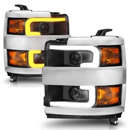 Anzo 111365 - Projector Headlights w/ Switchback Signal (Black Housing, Clear Lens)