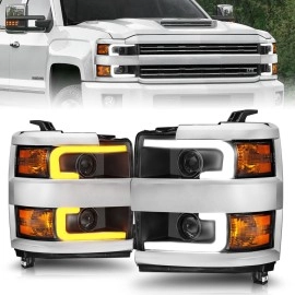 Anzo 111365 - Projector Headlights w/ Switchback Signal (Black Housing, Clear Lens)