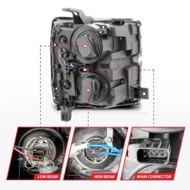 Anzo 111366 - Projector Headlights w/ Switchback Signal (Chrome Housing, Clear Lens)