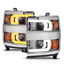 Anzo 111366 - Projector Headlights w/ Switchback Signal (Chrome Housing, Clear Lens)