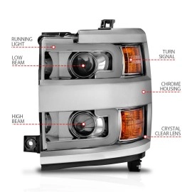 Anzo 111366 - Projector Headlights w/ Switchback Signal (Chrome Housing, Clear Lens)