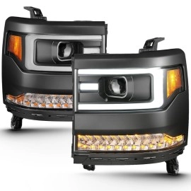 Anzo 111373 - Plank Style Projector Headlights (Black Housing, Clear Lens)