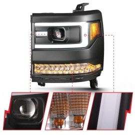 Anzo 111373 - Plank Style Projector Headlights (Black Housing, Clear Lens)