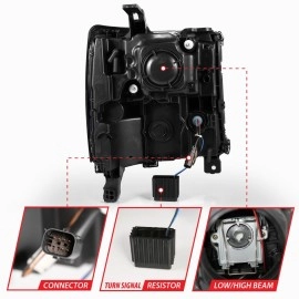 Anzo 111373 - Plank Style Projector Headlights (Black Housing, Clear Lens)