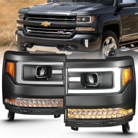 Anzo 111373 - Plank Style Projector Headlights (Black Housing, Clear Lens)