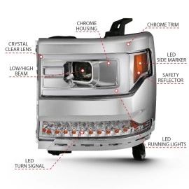 Anzo 111374 - Plank Style Projector Headlights (Chrome Housing, Clear Lens)