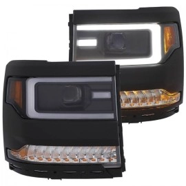 Anzo 111375 - Plank Style Projector Headlights w/ Sequential Turn Signal (Black Housing, Clear Lens)