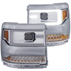 Anzo 111376 - Plank Style Projector Headlights w/ Sequential Turn Signal (Chrome Housing, Clear Lens)