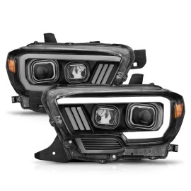 Anzo 111377 - Plank Style Projector Headlights (Black Housing, Clear Lens)