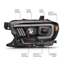 Anzo 111377 - Plank Style Projector Headlights (Black Housing, Clear Lens)