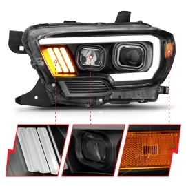 Anzo 111377 - Plank Style Projector Headlights (Black Housing, Clear Lens)