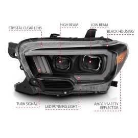 Anzo 111379 - Plank Style Projector Headlights (Black Housing, Clear Lens)