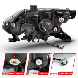 Anzo 111379 - Plank Style Projector Headlights (Black Housing, Clear Lens)