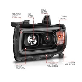 Anzo 111381 - Plank Style Projector Headlights (Black Housing, Clear Lens)