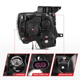 Anzo 111383 - Projector Headlights w/ U-Bar Halo & Switchback Turn Signal (Black Housing, Clear Lens)