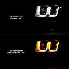 Anzo 111383 - Projector Headlights w/ U-Bar Halo & Switchback Turn Signal (Black Housing, Clear Lens)