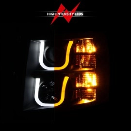 Anzo 111384 - Projector Headlights w/ U-Bar Halo & Switchback Turn Signal (Black Housing, Clear Lens)