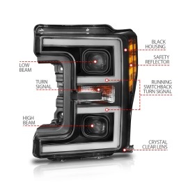 Anzo 111388 - Plank Style Projector Headlights w/ Switchback Lights (Black Housing, Clear Lens)