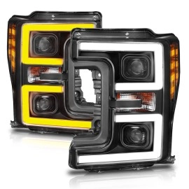 Anzo 111388 - Plank Style Projector Headlights w/ Switchback Lights (Black Housing, Clear Lens)