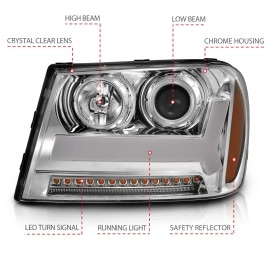 Anzo 111391 - Light Bar Style Projector Headlights (Chrome Housing, Clear Lens)