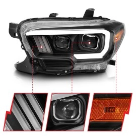 Anzo 111396 - Plank Style Projector Headlights w/ Switchback Lights (Black Housing, Clear Lens)