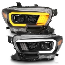 Anzo 111396 - Plank Style Projector Headlights w/ Switchback Lights (Black Housing, Clear Lens)