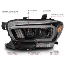 Anzo 111396 - Plank Style Projector Headlights w/ Switchback Lights (Black Housing, Clear Lens)