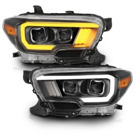 Anzo 111397 - Plank Style Projector Headlights w/ Switchback Lights (Black Housing, Clear Lens)