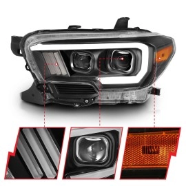 Anzo 111397 - Plank Style Projector Headlights w/ Switchback Lights (Black Housing, Clear Lens)