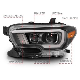 Anzo 111397 - Plank Style Projector Headlights w/ Switchback Lights (Black Housing, Clear Lens)