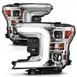 Anzo 111399 - Plank Style Projector Headlights w/ Switchback Lights (Chrome Housing, Clear Lens)
