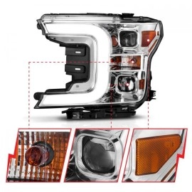 Anzo 111399 - Plank Style Projector Headlights w/ Switchback Lights (Chrome Housing, Clear Lens)