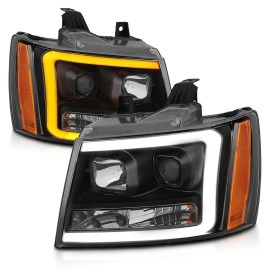 Anzo 111402 - Plank Style Projector Headlights w/ Switchback Lights (Black Housing, Clear Lens)