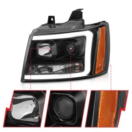 Anzo 111402 - Plank Style Projector Headlights w/ Switchback Lights (Black Housing, Clear Lens)