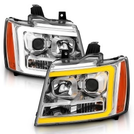 Anzo 111403 - Plank Style Projector Headlights w/ Switchback Lights (Chrome Housing, Clear Lens)
