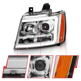 Anzo 111403 - Plank Style Projector Headlights w/ Switchback Lights (Chrome Housing, Clear Lens)
