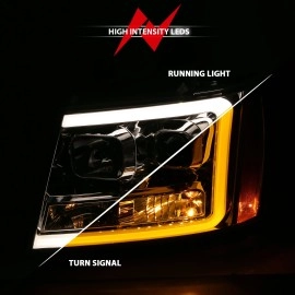 Anzo 111403 - Plank Style Projector Headlights w/ Switchback Lights (Chrome Housing, Clear Lens)