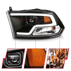 Anzo 111404 - Plank Style Projector Headlights (Black Housing, Clear Lens)