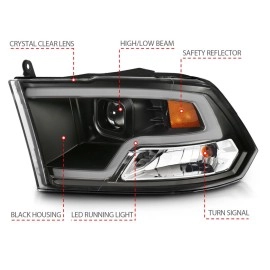 Anzo 111404 - Plank Style Projector Headlights (Black Housing, Clear Lens)