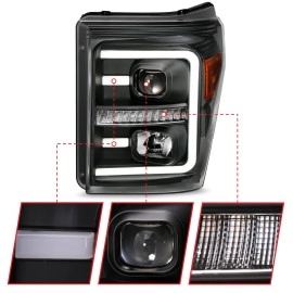 Anzo 111406 - Plank Style Projector Headlights w/ Switchback Lights (Black Housing, Clear Lens)