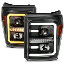 Anzo 111406 - Plank Style Projector Headlights w/ Switchback Lights (Black Housing, Clear Lens)