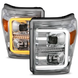 Anzo 111407 - Plank Style Projector Headlights w/ Switchback Lights (Chrome Housing, Clear Lens)