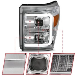 Anzo 111407 - Plank Style Projector Headlights w/ Switchback Lights (Chrome Housing, Clear Lens)