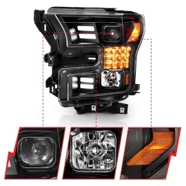 Anzo 111408 - Bar Style Projector Headlights w/ Sequential Turn Signal (Black Housing, Clear Lens)