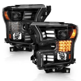 Anzo 111408 - Bar Style Projector Headlights w/ Sequential Turn Signal (Black Housing, Clear Lens)