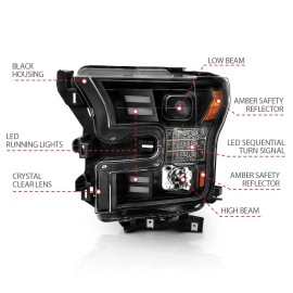 Anzo 111408 - Bar Style Projector Headlights w/ Sequential Turn Signal (Black Housing, Clear Lens)