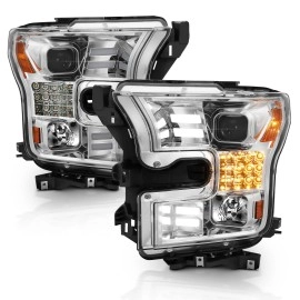 Anzo 111409 - Bar Style Projector Headlights w/ Sequential Turn Signal (Chrome Housing, Clear Lens)
