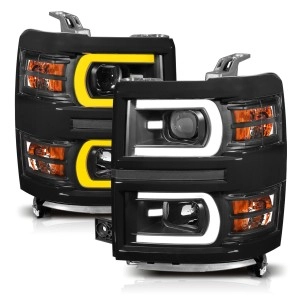Anzo 111412 - Plank Style Projector Headlights w/ Switchback Lights (Black Housing, Clear Lens)