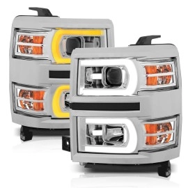 Anzo 111413 - Plank Style Projector Headlights w/ Switchback Lights (Chrome Housing, Clear Lens)