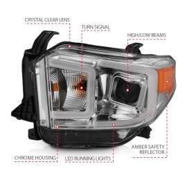 Anzo 111415 - Bar Style Projector Headlights w/ Switchback Turn Signal (Chrome Housing, Clear Lens)